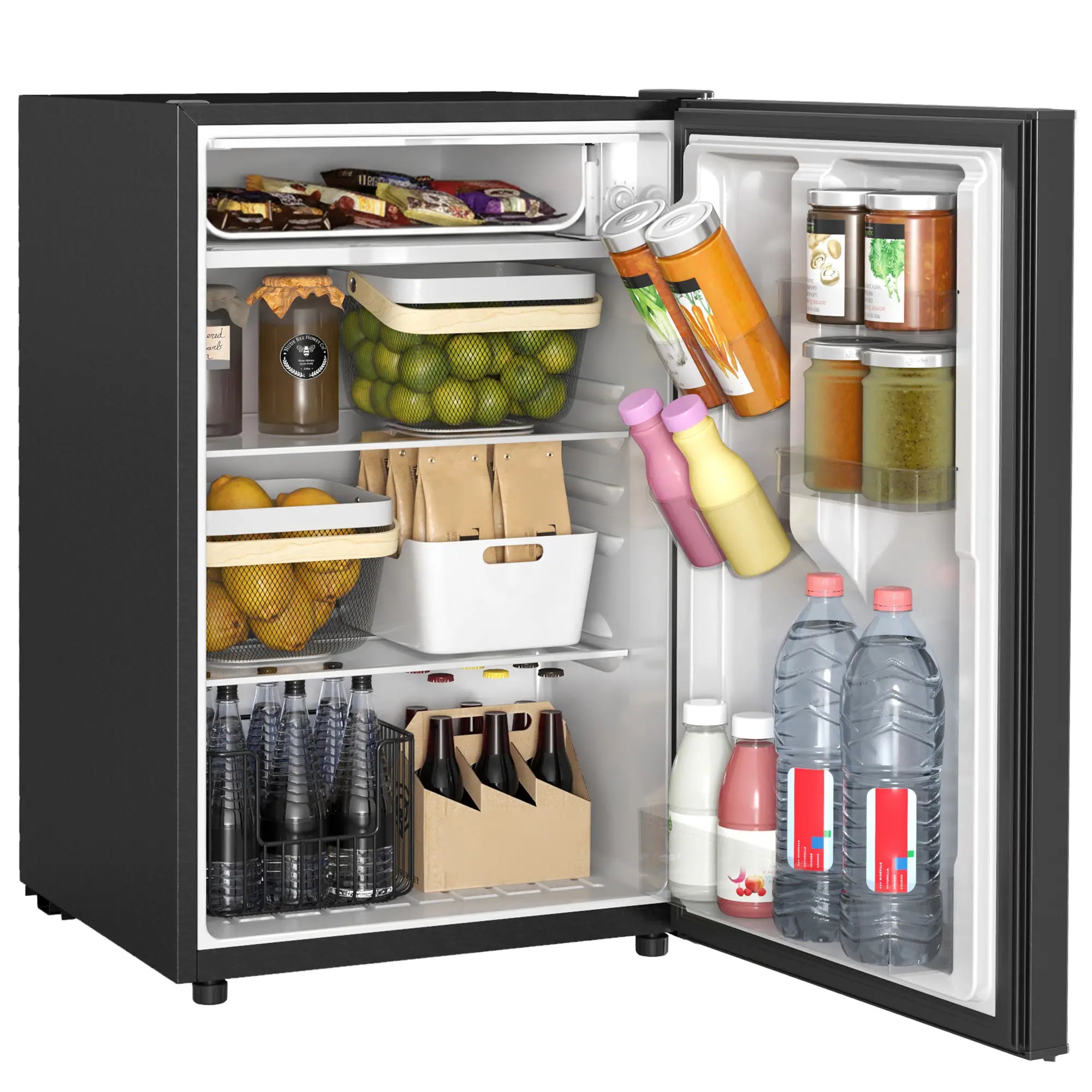 4.5 Cu Ft Mini Fridge with Freezer, Wheels, Adjustable Thermostat, Black Small Kitchen Appliances at Gallery Canada