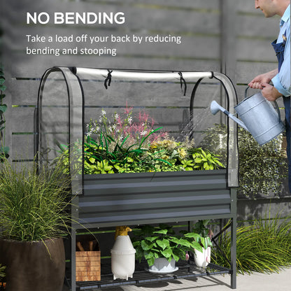 Metal Raised Garden Bed With Cover, With Bottom Shelf And Liner, Dark Grey Elevated Garden Beds at Gallery Canada