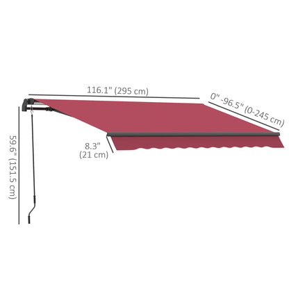 10' x 8' Retractable Awning, Sun Shade Canopy, Aluminum Frame, UV Protection, Red Deck Awnings at Gallery Canada