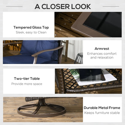 4 Pcs PE Rattan Wicker Sofa Set, Outdoor Conversation Furniture, Navy Blue Patio Furniture Sets at Gallery Canada