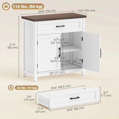 Modern Farmhouse Sideboard Buffet Cabinet, Adjustable Shelf, 2 Doors Storage Cabinets at Gallery Canada