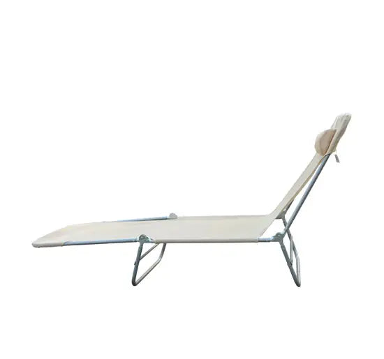 Outdoor Lounge Chair, Adjustable Reclining Folding Chaise, Beige Lounger Chairs at Gallery Canada