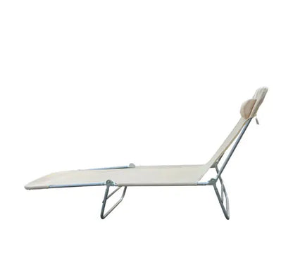 Outdoor Lounge Chair, Adjustable Reclining Folding Chaise, Beige Lounger Chairs at Gallery Canada