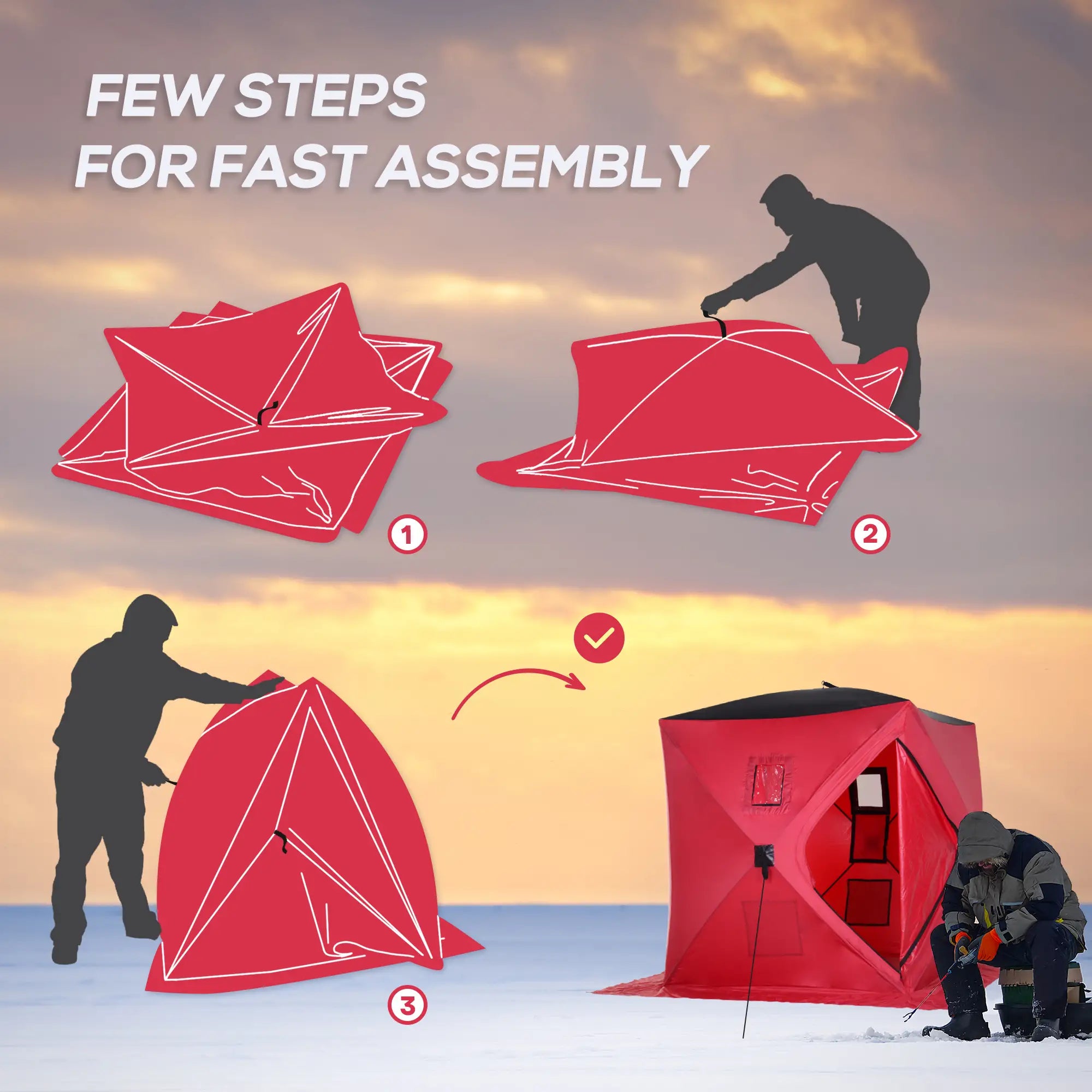 2 Person Pop Up Ice Fishing Tent, with Carry Bag, Red Ice Fishing Tents at Gallery Canada