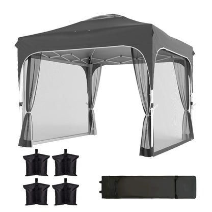 10 x 10 ft Pop Up Canopy Tent With Mosquito Netting, UPF 50+, Dark Grey Pop Up Canopies Dark Grey, Black at Gallery Canada