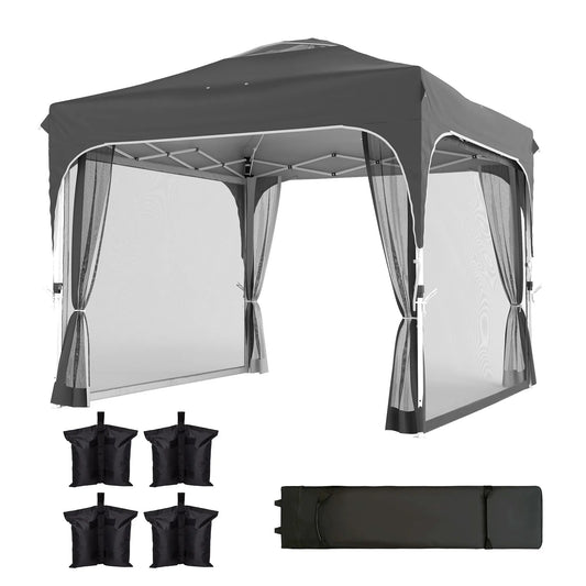 10 x 10 ft Pop Up Canopy Tent With Mosquito Netting, UPF 50+, Dark Grey Pop Up Canopies Dark Grey, Black at Gallery Canada