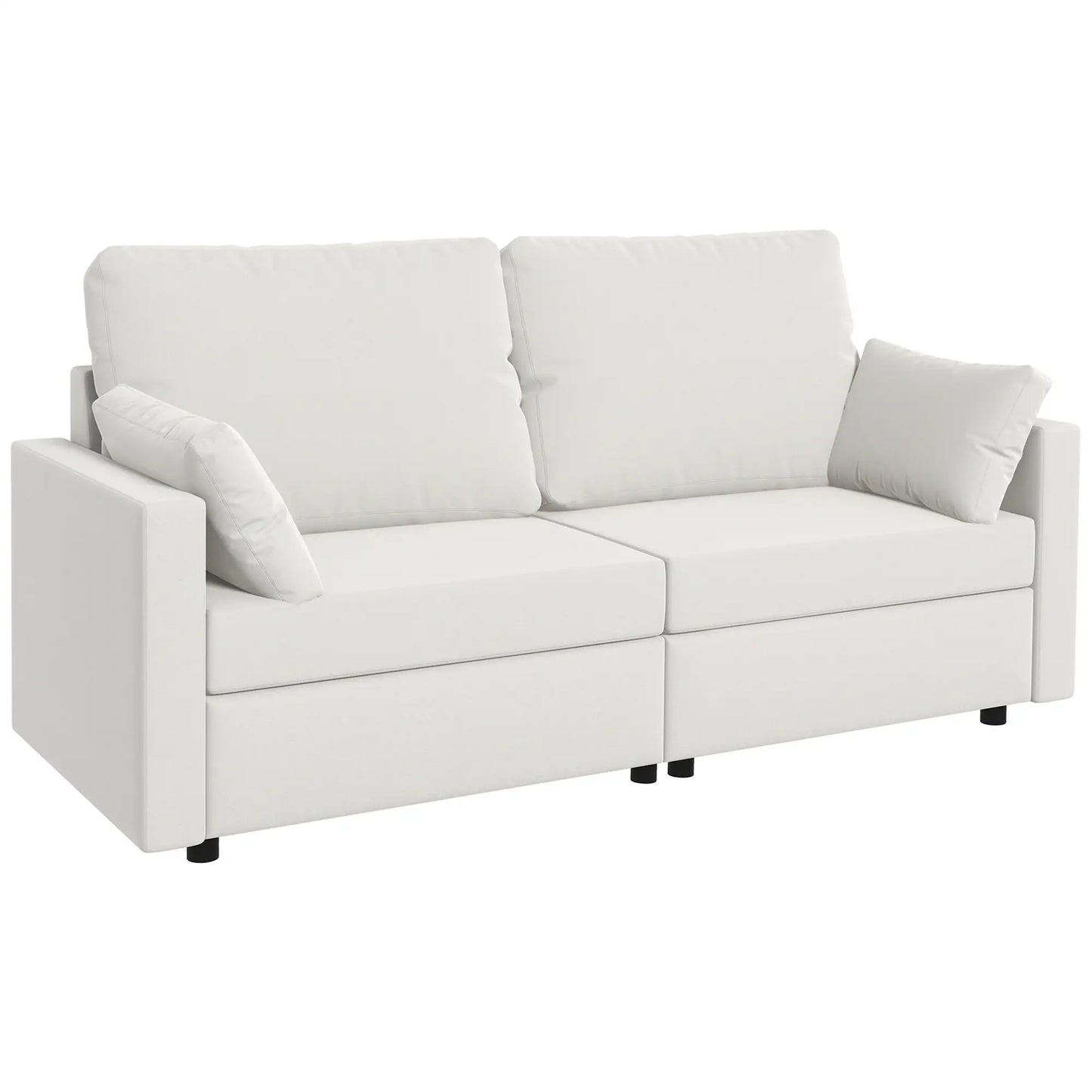 Modern 3 Seater Sofa, 77" Upholstered Couch, Cream White 3-Seater Sofas at Gallery Canada