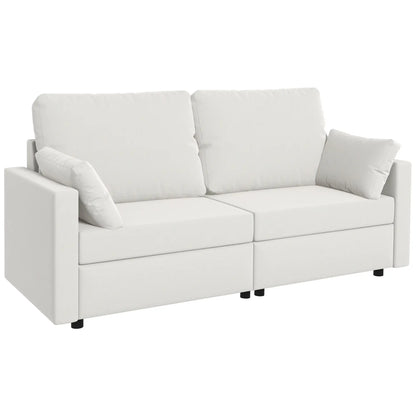 Modern 3 Seater Sofa, 77" Upholstered Couch, Cream White 3-Seater Sofas at Gallery Canada