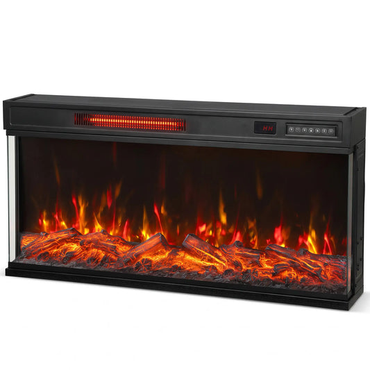 36" Electric Fireplace Insert, Wall Recessed, 1500W Linear Heater Electric Fireplaces Black at Gallery Canada