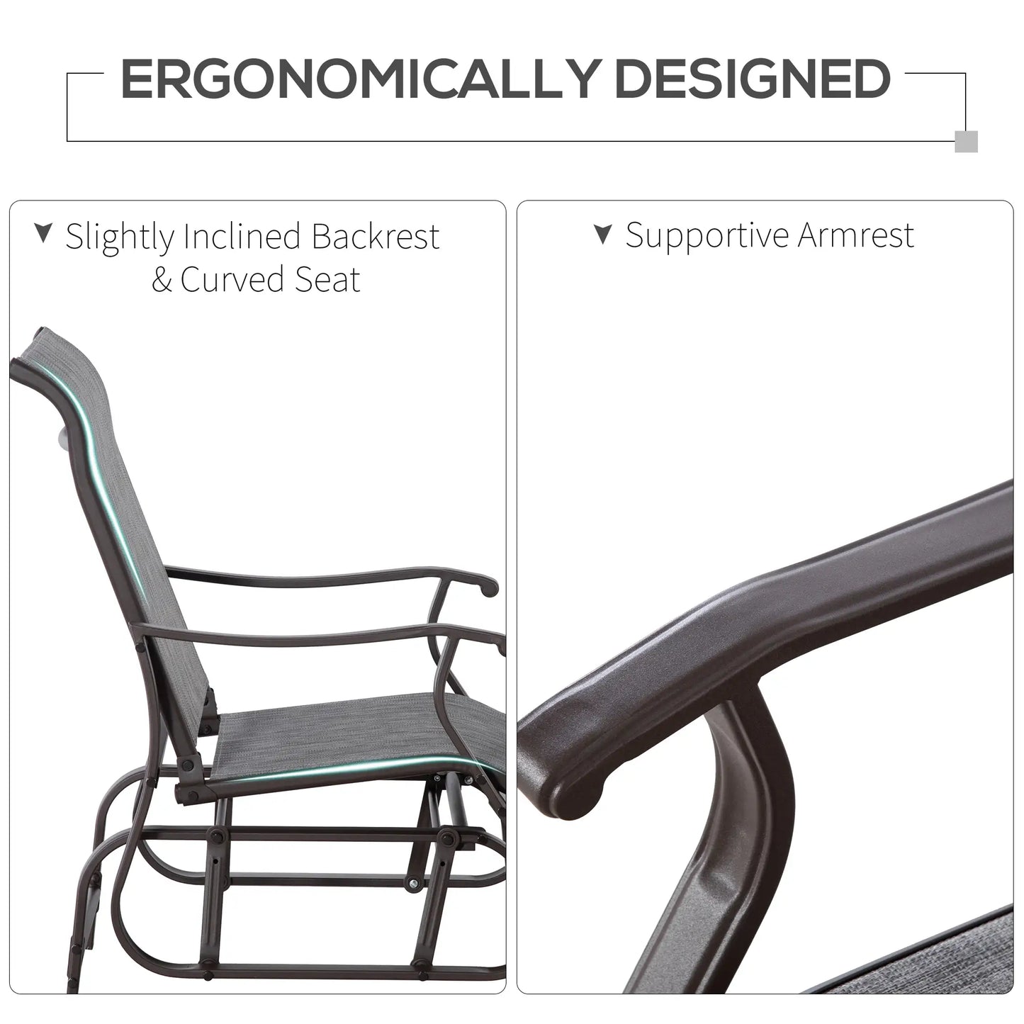 Outdoor Glider Chair, Steel Frame, Mesh Fabric, Garden, Grey Outdoor Gliders at Gallery Canada