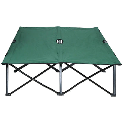 76" Two Person Folding Camping Cot, Portable Military Bed, Green Camping Cots at Gallery Canada