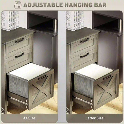 Vertical 3-Drawer Filing Cabinet, Rustic Farmhouse, A4, Letter Size, Grey Wash Office Cabinets & Cupboards at Gallery Canada