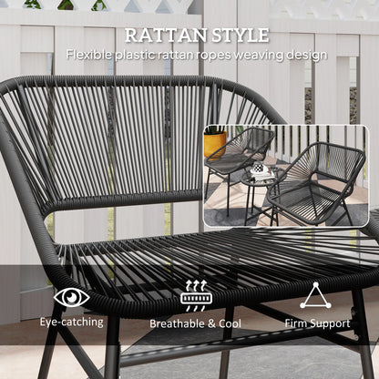 3 Piece Bistro Set, Wicker Patio Furniture, Glass Top Table, Black Bistro Sets at Gallery Canada