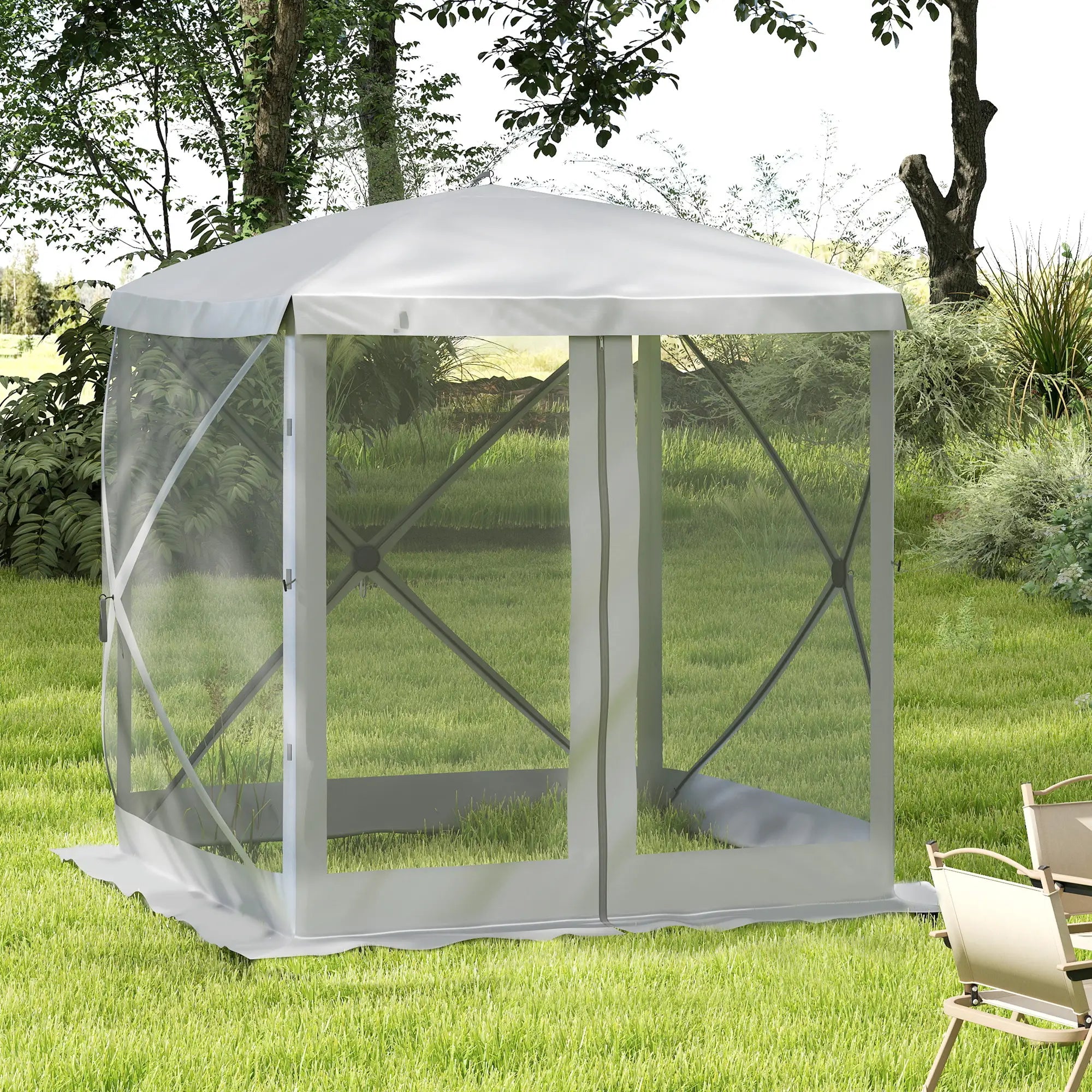 Pop-Up Tent, Foldable, Zippered Door, Ground Stakes, Fits 3-4, Light Grey Pop Up Canopies at Gallery Canada