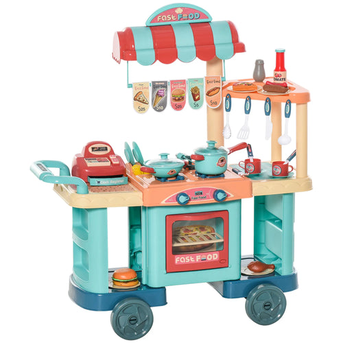 50 Pcs Kids Fast Food Playset, Kitchen Supermarket Toys, Play Food Accessories, Age 3-6