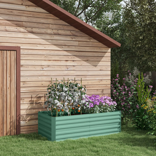 Galvanized Raised Garden Bed, Steel Planter 71" x 35" x 23", Light Green Raised Garden Beds Light Green at Gallery Canada
