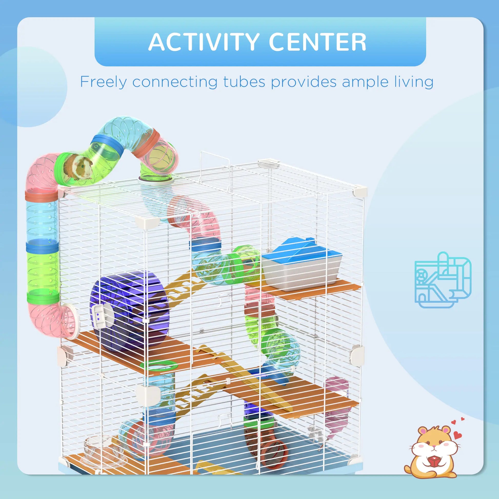 5-Tier Hamster Cage with Wheels, Tube, Water Bottle, Light Blue Hamster Cages at Gallery Canada