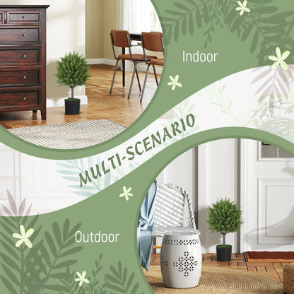 Set of 2 Artificial Cedar Topiary Trees in Pots, Green Artificial Trees at Gallery Canada