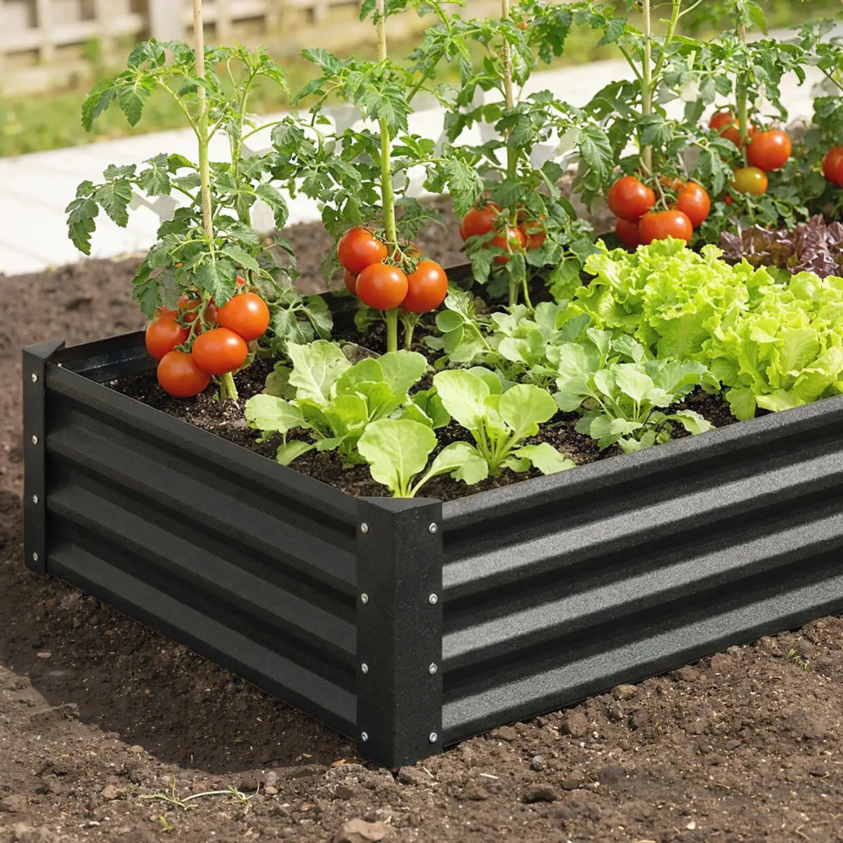 6 x 3 x 1ft Galvanized Raised Garden Bed, Black Outdoor Planter Box, Black Galvanized Planter Boxes at Gallery Canada