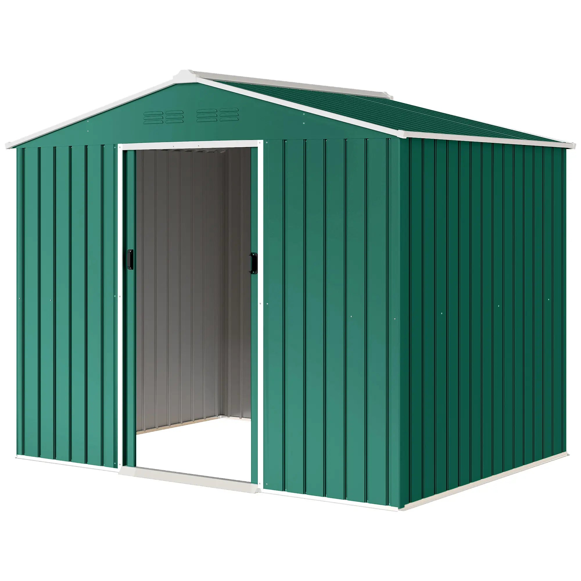 8' x 6' Metal Outdoor Storage Shed, Lockable Sliding Doors, Green Sheds Green at Gallery Canada