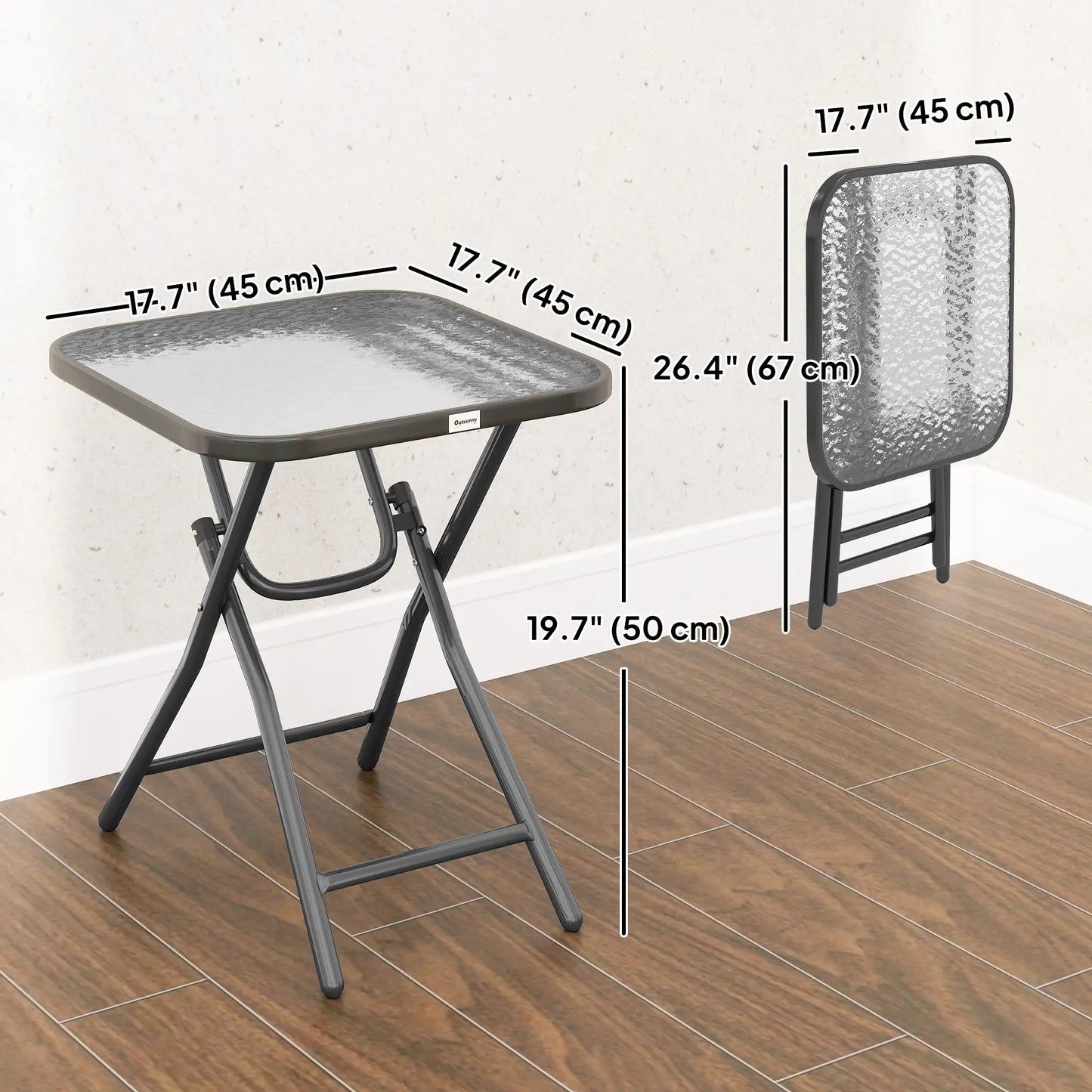 Folding Coffee Table, Tempered Glass Tabletop, Portable Bistro Table Patio Side Tables at Gallery Canada