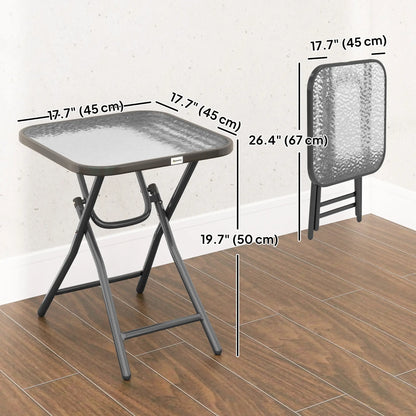 Folding Coffee Table, Tempered Glass Tabletop, Portable Bistro Table Patio Side Tables at Gallery Canada