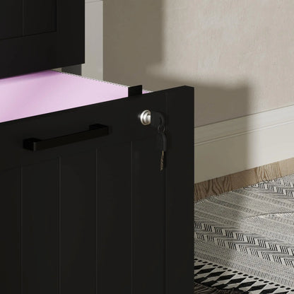 Armoire de classement à 3 tiroirs avec verrou, barres suspendues réglables, noir
