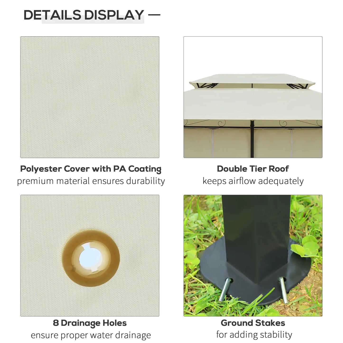 13' x 10' Soft-top Gazebo Patio Steel Canopy Portable Party Event with Double Canopy Roof, Curtains, Cream White Gazebos at Gallery Canada