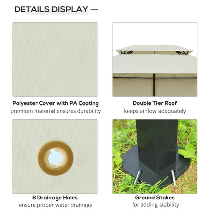 13' x 10' Soft-top Gazebo Patio Steel Canopy Portable Party Event with Double Canopy Roof, Curtains, Cream White Gazebos at Gallery Canada