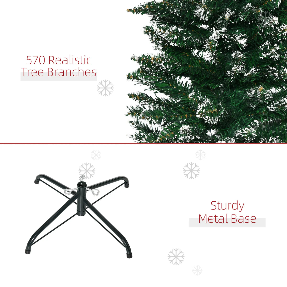 6FT Artificial Snow Dipped Christmas Tree, Foldable Stand, Green Artificial Christmas Trees at Gallery Canada