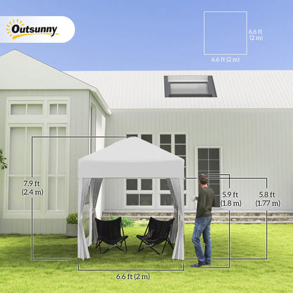 6.6'x6.6' Pop Up Canopy Tent, Instant Sun Shelter, White Pop Up Canopies at Gallery Canada