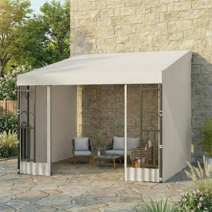 10' x 10' Wall Pergola, Outdoor Gazebo, 2 Curtains, 2 Nettings, Beige Pergolas at Gallery Canada