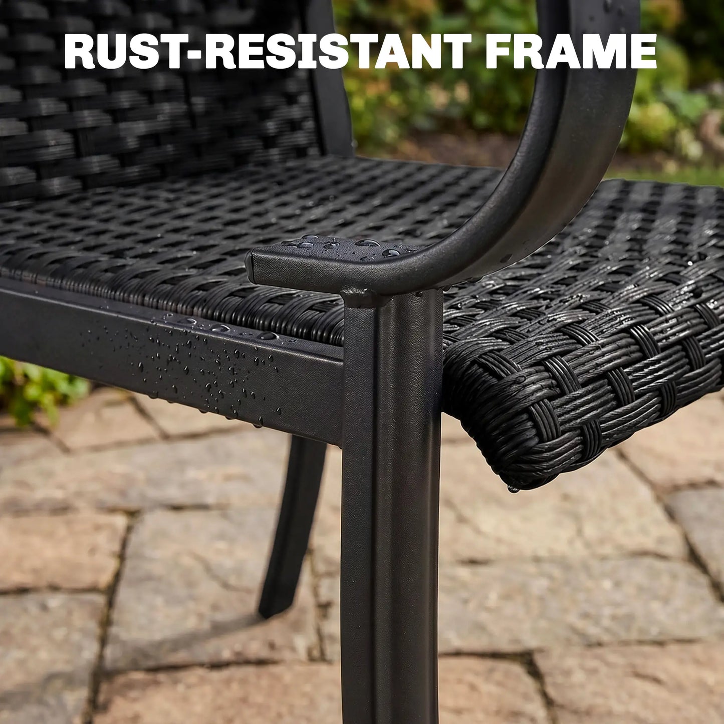 2 PE Rattan Patio Dining Chairs, Steel Frame, Garden, Backyard, Black Patio Chairs at Gallery Canada