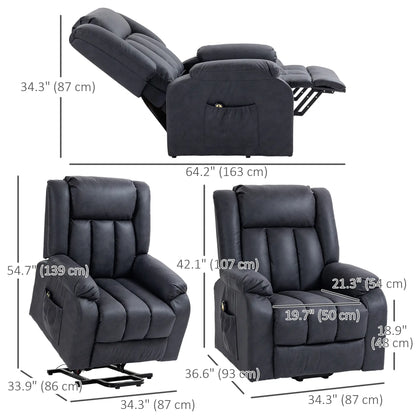 Electric Recliner Chair, Microfibre Upholstery, Remote, Charcoal Grey Electric Power Lift Chairs at Gallery Canada