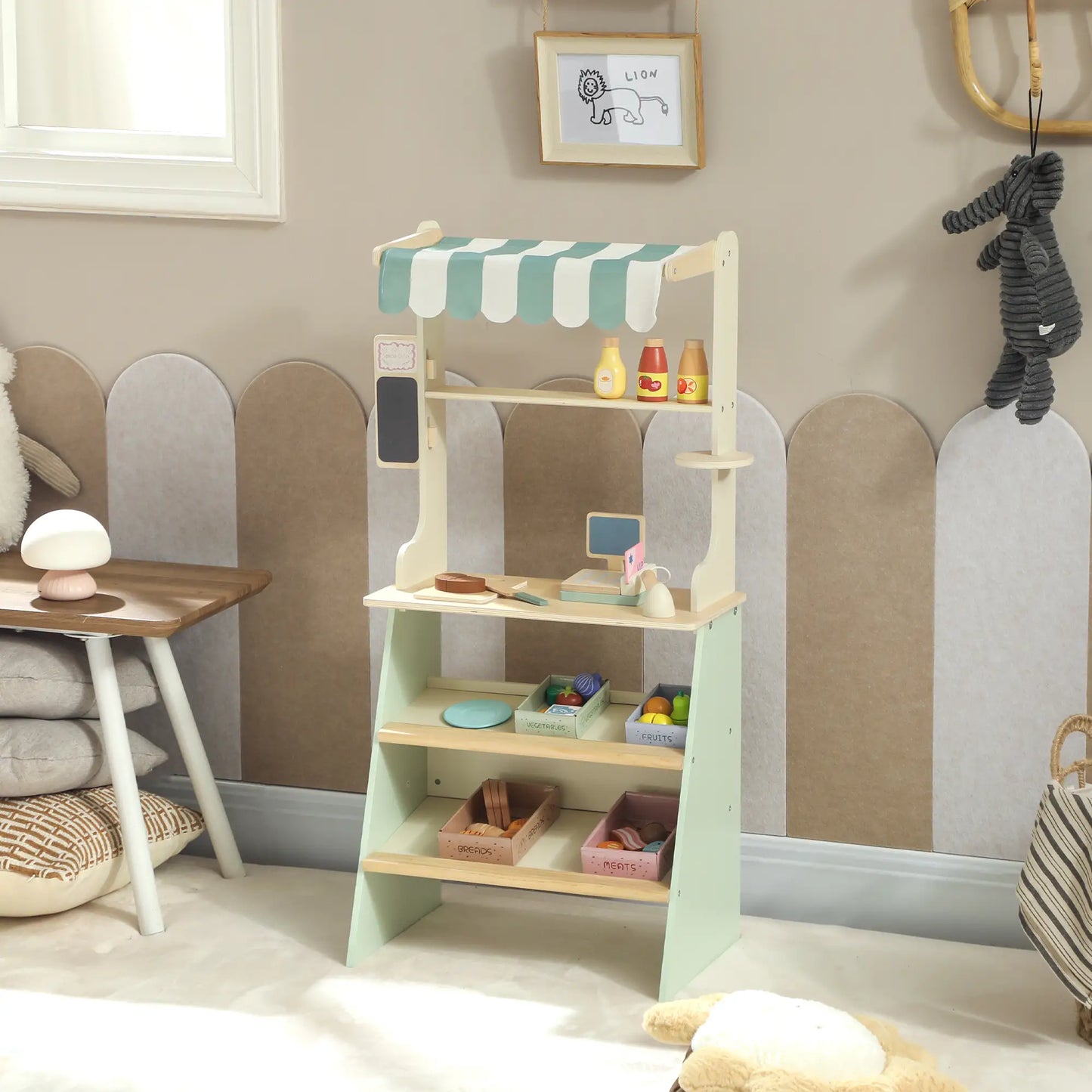 Kids Grocery Store Playset, Toy Set with Cash Register, Chalkboard, Food Toy Playsets at Gallery Canada