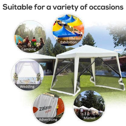 10x10ft Party Tent Canopy with Netting, Outdoor Gazebo, Beige Canopy Tents at Gallery Canada