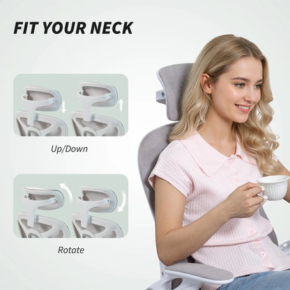 Ergonomic Office Chair, Swivel Desk Chair with Lumbar Support, Headrest, Grey Task Chairs at Gallery Canada