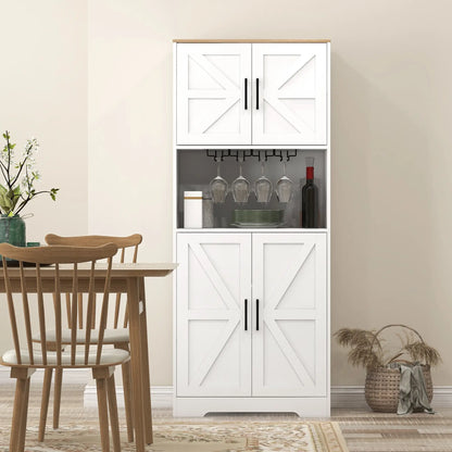 Farmhouse Kitchen Pantry, 68" Freestanding Cabinet, White Kitchen Pantry Cabinets at Gallery Canada
