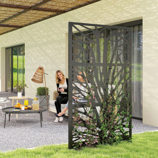 Metal Outdoor Privacy Screen, 72"x38", Black Side Awnings Black at Gallery Canada