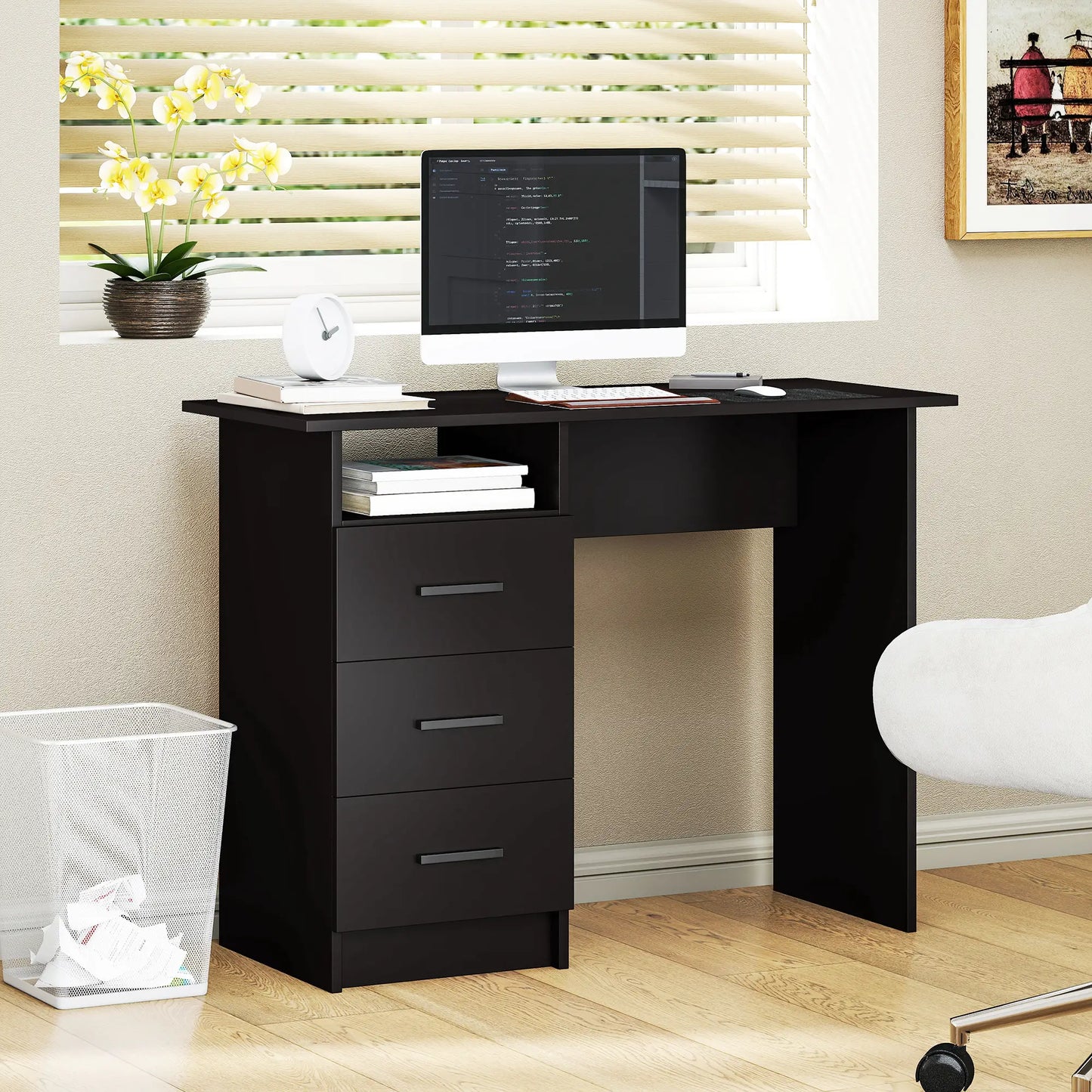 Computer Desk with Storage, 39 Inch, Black Computer Desks at Gallery Canada