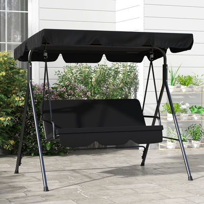 3-Seater Outdoor Porch Swing, Adjustable Canopy, Black Patio Swings with Stand at Gallery Canada