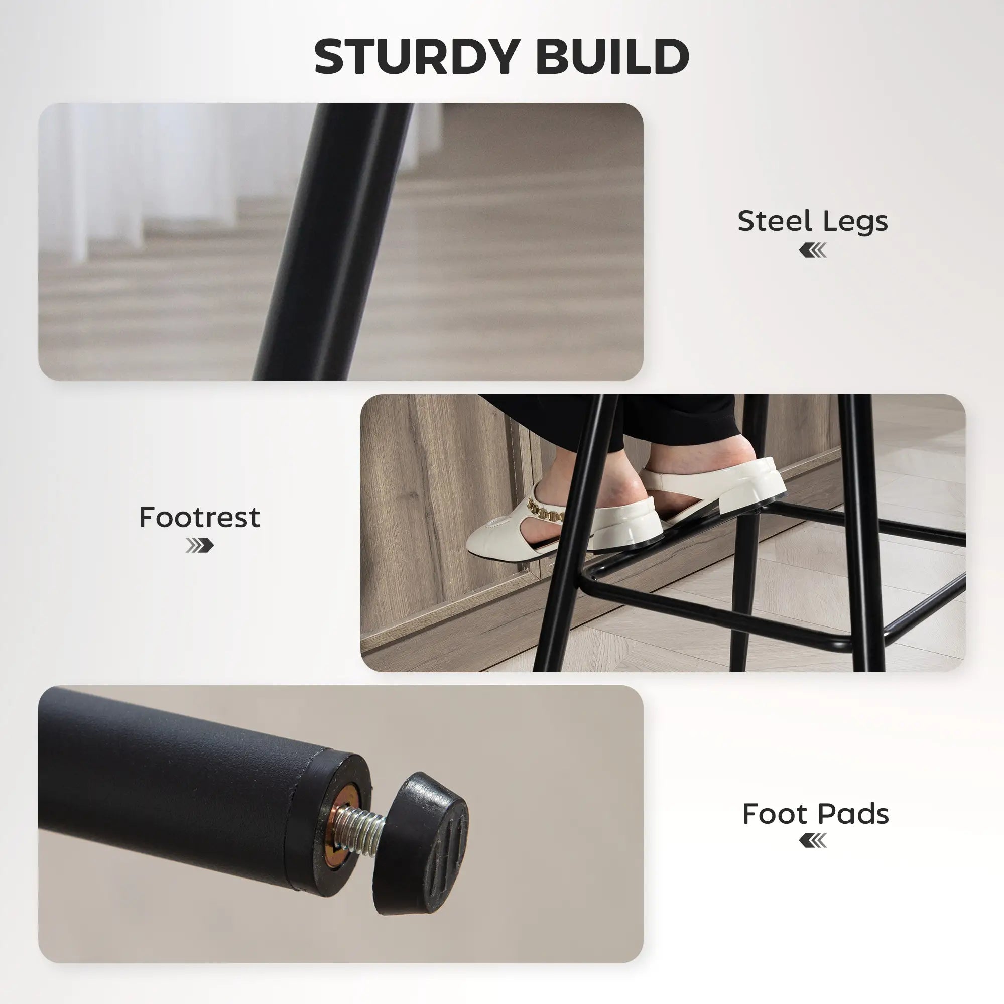 PU Leather Counter Height Bar Chairs Set of 2, 27.75