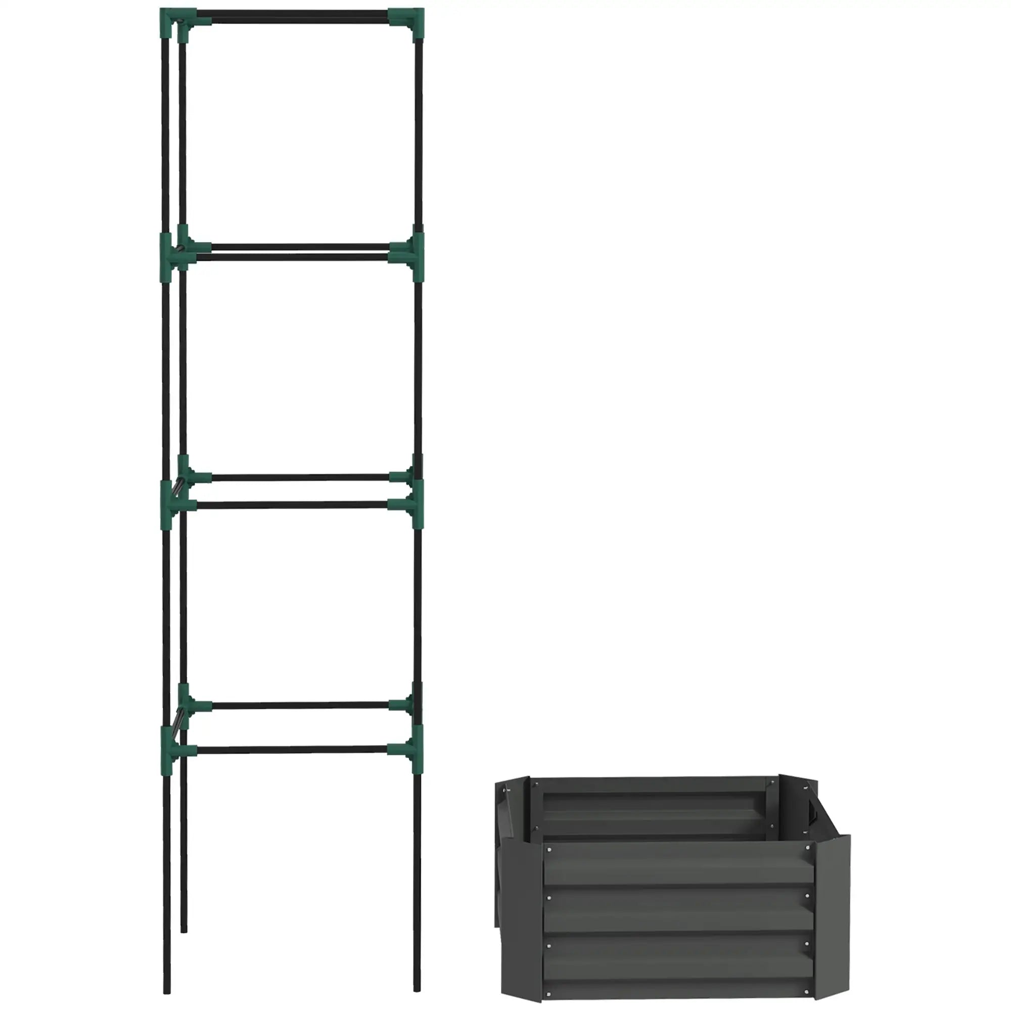 Galvanized Planter Box, 4-Tier Trellis Tomato Cage, Grey Galvanized Planter Boxes Charcaol Grey at Gallery Canada