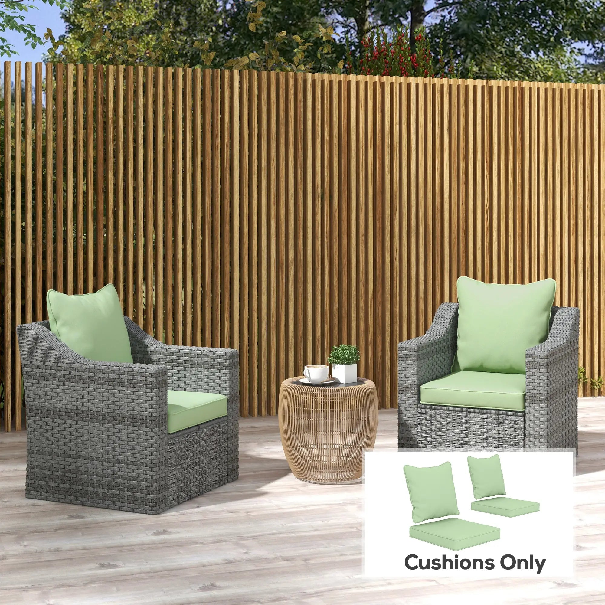 Patio Seat Cushion Set of 2, Green Patio Chair Cushions at Gallery Canada