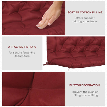 2 Seater Garden Bench Cushion, Thick Outdoor Non-Slip, 47" x 43" x 5", Wine Red Patio Chair Cushions at Gallery Canada