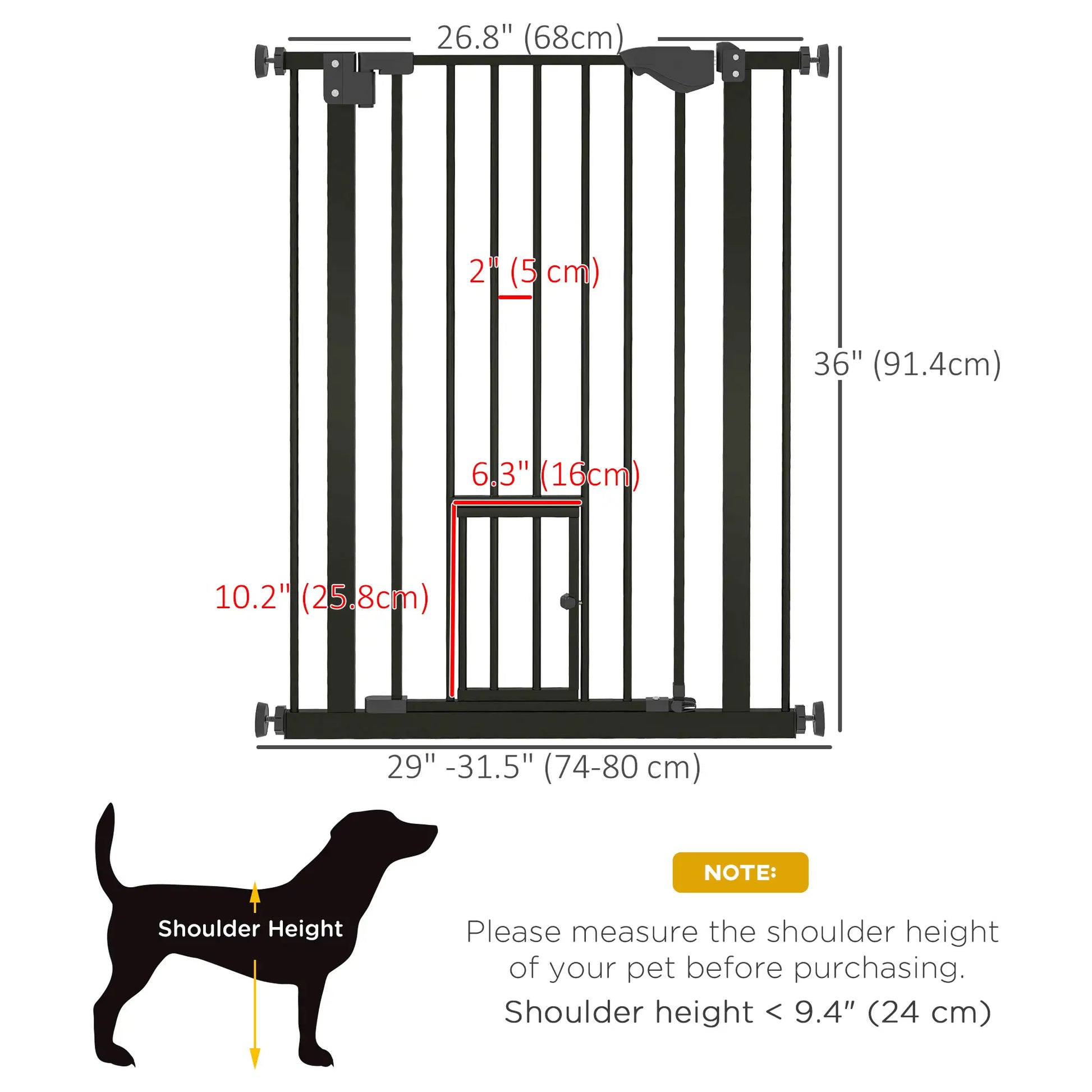36" Indoor Dog Gate for Doorways, House, Stairs, Black Houses, Kennels & Pens at Gallery Canada