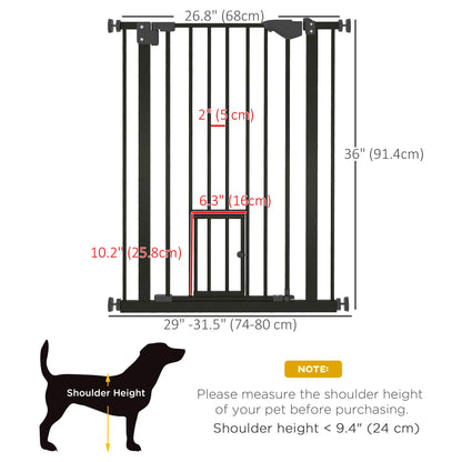 36" Indoor Dog Gate for Doorways, House, Stairs, Black Houses, Kennels & Pens at Gallery Canada