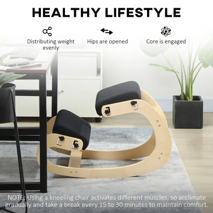 Adjustable Wood Kneeling Chair, Ergonomic Stool, Black Office Chairs at Gallery Canada