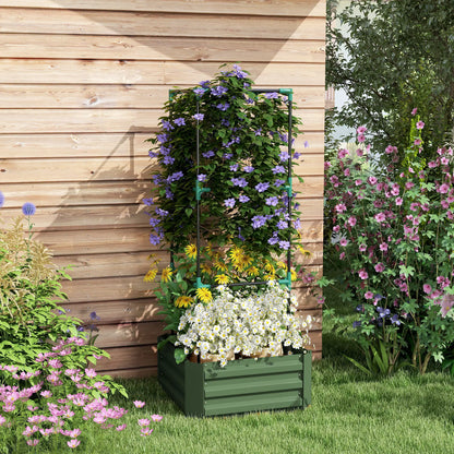 Boîte de plantation galvanisée, Lit de jardin surélevé extérieur, Cage à tomates à treillis à 3 niveaux