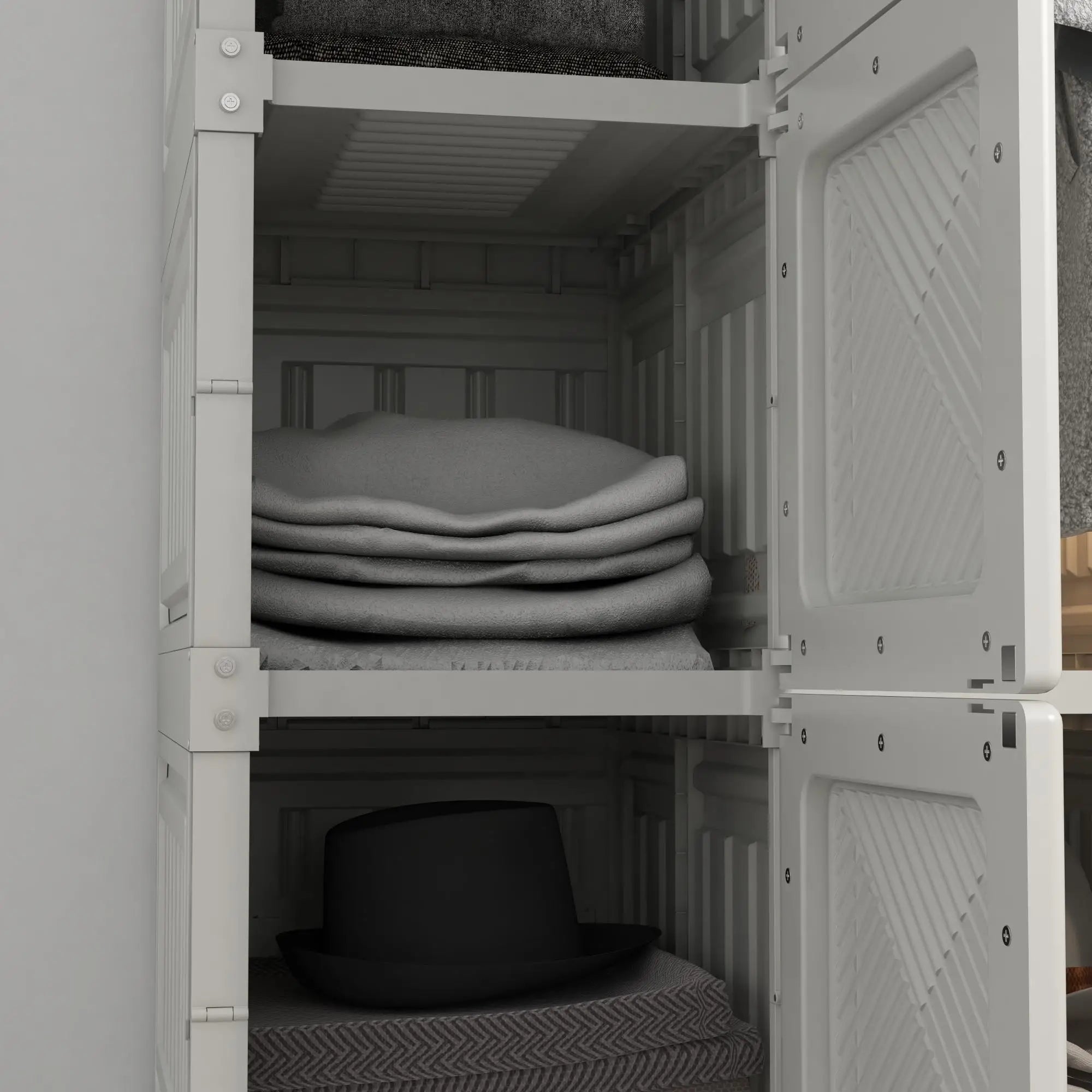 Portable Wardrobe, Foldable Clothes Organizer, 5 Compartments, Hanging Rod, White Clothing Storage at Gallery Canada